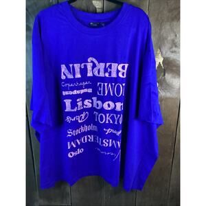 ASOS Design Curve Oversized T Shirt With Locations Graphic In Blue 3XL